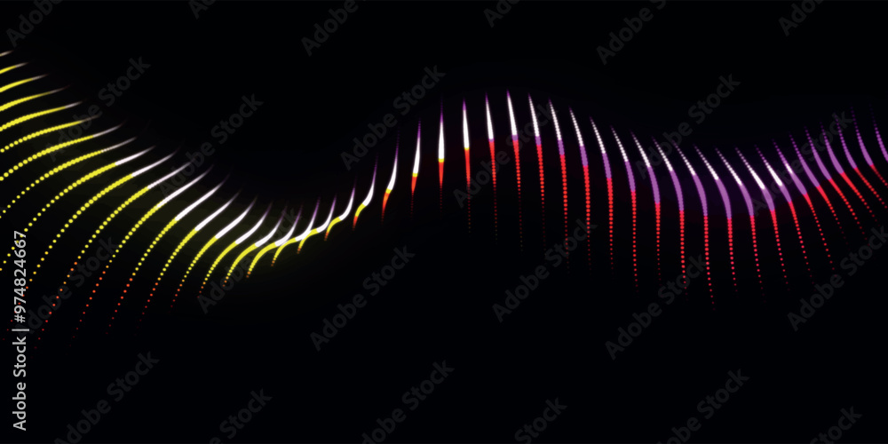 Poster futuristic point wave of particles. visualization of sound waves. technology or science banner. abst