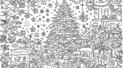 Christmas Winter Wonderland Line Art