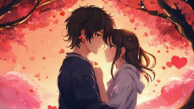portrait of a anime couple background footage