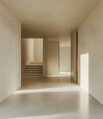 Fototapeta premium Minimalist Interior Design with Stairs and Sunlight