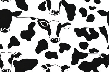 Seamless Black and White Cow Print Pattern Vector.