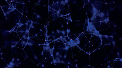 Abstract background with connecting dots and lines. Network connection structure. Plexus effect. 3d Vector illustration.