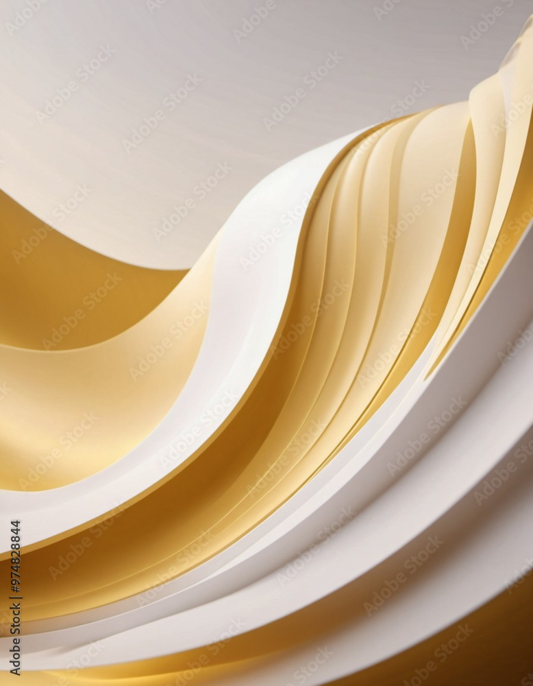 Aufkleber the composition features smooth 3d waves in white and yellow, creating a harmonious blend of colors 