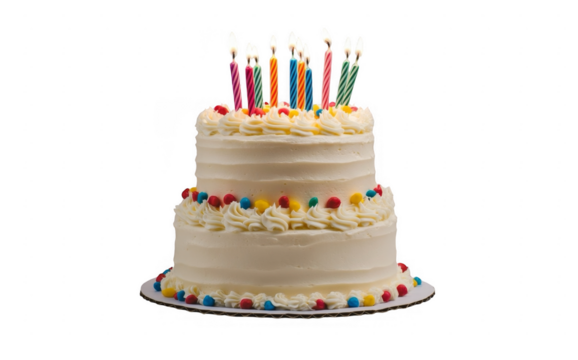 Two-layer birthday cake isolated transparent background image