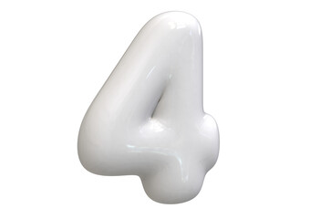 Number 4 3D balloon render collection with color white