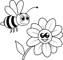 bee and flowers