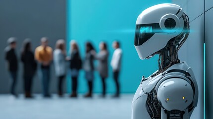 AI robot peeking at people during use smartphone