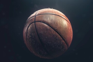 Fototapeta premium Close-up shot of a basketball ball on a dark background