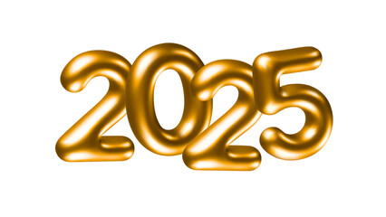 Golden 2025 new year balloon-style numbers on a black background