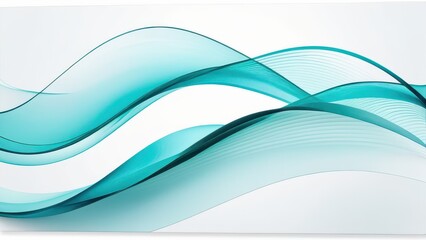 Abstract design featuring flowing teal waves on a white background, conveying a sense of calm and fluidity.