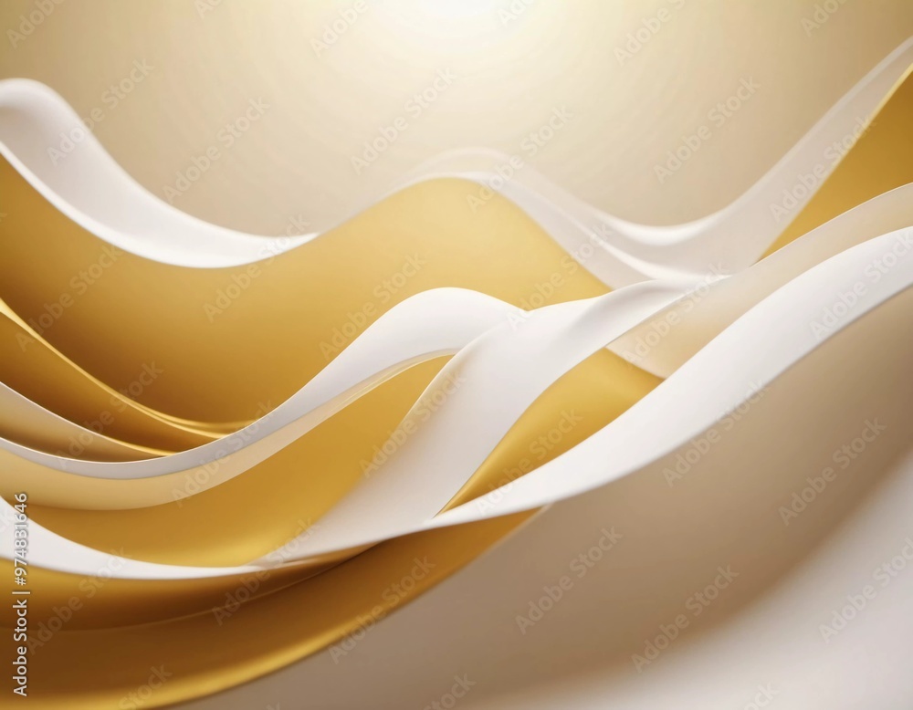 Aufkleber the composition features smooth 3d waves in white and yellow, creating a harmonious blend of colors 