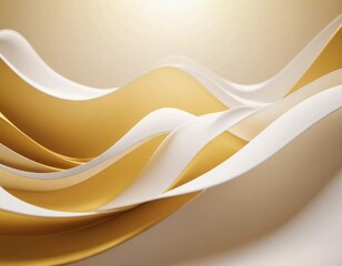 The composition features smooth 3D waves in white and yellow, creating a harmonious blend of colors and dynamic shapes, perfect for artistic inspiration. Generative AI