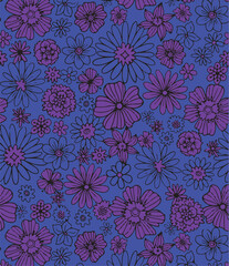 Flowers seamless pattern. vector illustration. Abstract flowers, floral vector with leaves