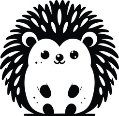 Cute Black and White Illustration of a Stuffed Soft Hedgehog