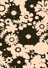 Flowers seamless pattern. vector illustration. Abstract flowers, floral vector with leaves