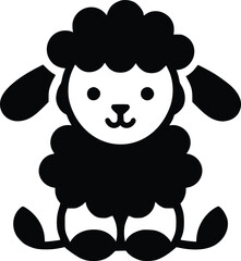 Black and White Illustration of a Cute Stuffed Soft Lamb