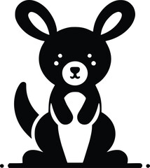 Cute Stuffed Kangaroo Black and White Illustration