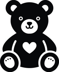 Cute Teddy Bear Black and White Illustration