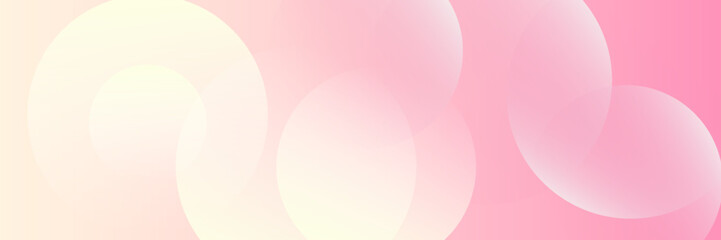 Minimalist banner background, pastel colorful, pink and yellow gradations. Circle effect style geometric, abstract background.