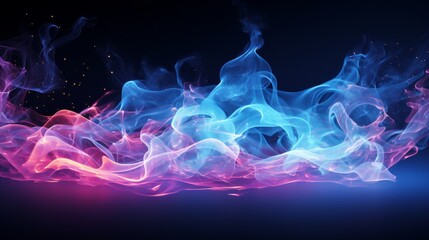 Abstract colorful  smoke misty fog on isolated black background.