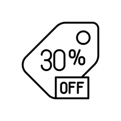 A simple graphic of a price tag showing a 30% discount.