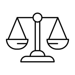 A simple graphic representation of scales symbolizing balance and justice.