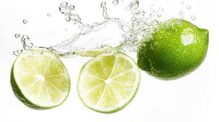 Lime halves submerged in water