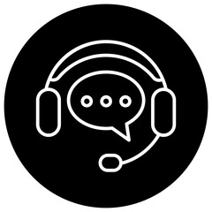 A simple graphic of headphones with sound waves, symbolizing audio and communication.