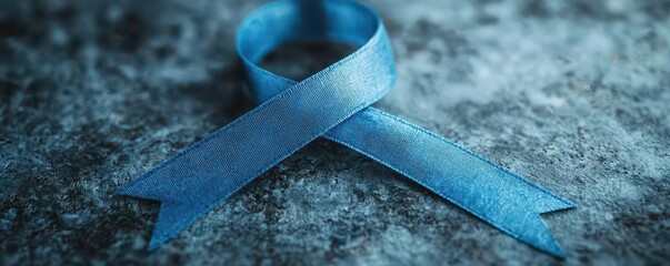 Blue ribbon with human trafficking awareness message, highlighting global issues of exploitation and modern slavery, on International Human Rights Day.
