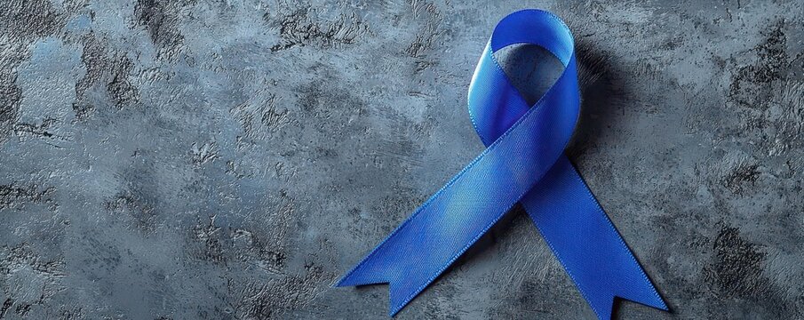 Blue ribbon with human trafficking awareness message, highlighting global issues of exploitation and modern slavery, Human Rights Day