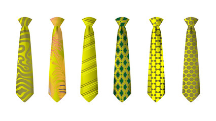 yellow tie set isolated on white background