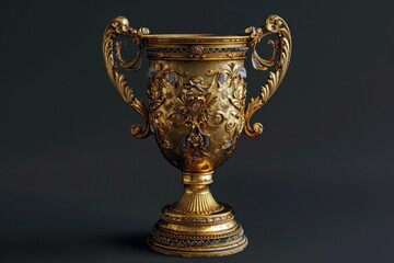 A golden vase placed on a table