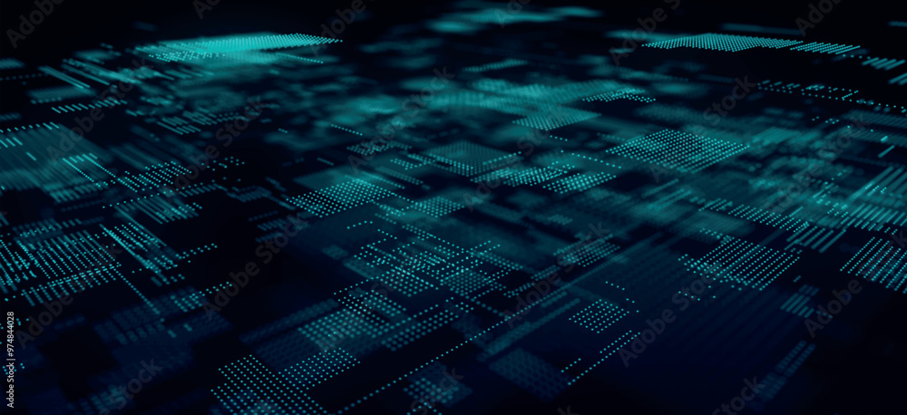 Poster abstract techno background. 3d technological composition. information technology concept. digital cy