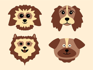 Dogs pattern. Pets. Cute wallpaper. Vector illustration