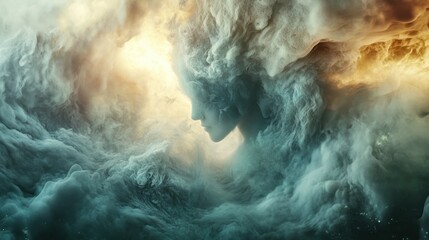 Abstract Portrait of a Woman Emerging from Smoke