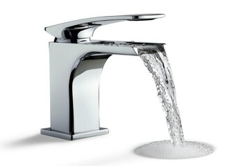 A close-up view of a faucet with water flowing out