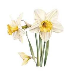 A bouquet of yellow daffodils isolated on a white background © kanyarat