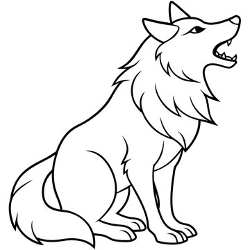 recommend clip art: werewolf howling line art simple vector