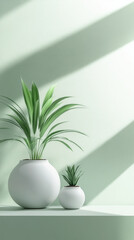 Green Plants in White Pots.