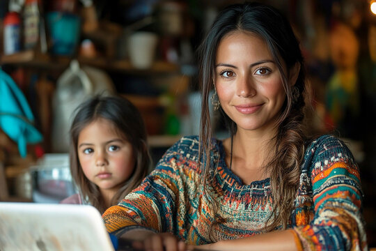 Latina Mother Balancing Small Business from Home and Family Life