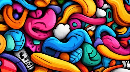 Obraz premium Colorful Cartoon Abstract Graffiti Art Background