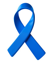 Blue awareness ribbon for prostate cancer prevention in 3D render with transparent background