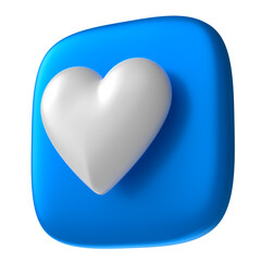 White heart on blue square badge for November Blue campaign in 3D render  with transparent background
