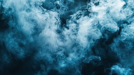 Abstract Blue Smoke Swirling on a Dark Background