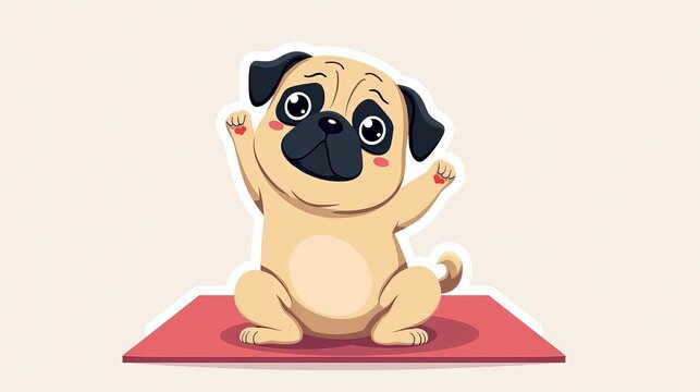 Yoga Practicing Pug Dog Sticker Design