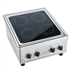Fototapeta premium A high-resolution shot of a compact electric stove, isolate on white background