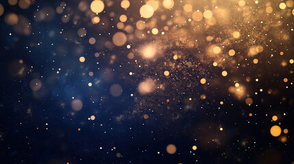 Festive New Year's Eve Background with Gold and Dark Blue Fireworks