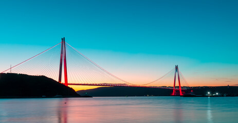 Yavuz Sultan Selim Bridge night exposure, İstanbul, Turkey