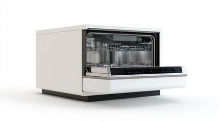 Fototapeta premium A modern countertop dishwasher, isolate on white background