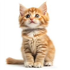 Obraz premium A photo of a fluffy kitten sitting, isolate on white background